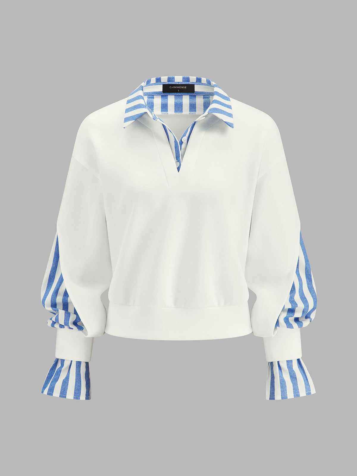 Fake Two Piece Striped Patchwork Sweatshirt