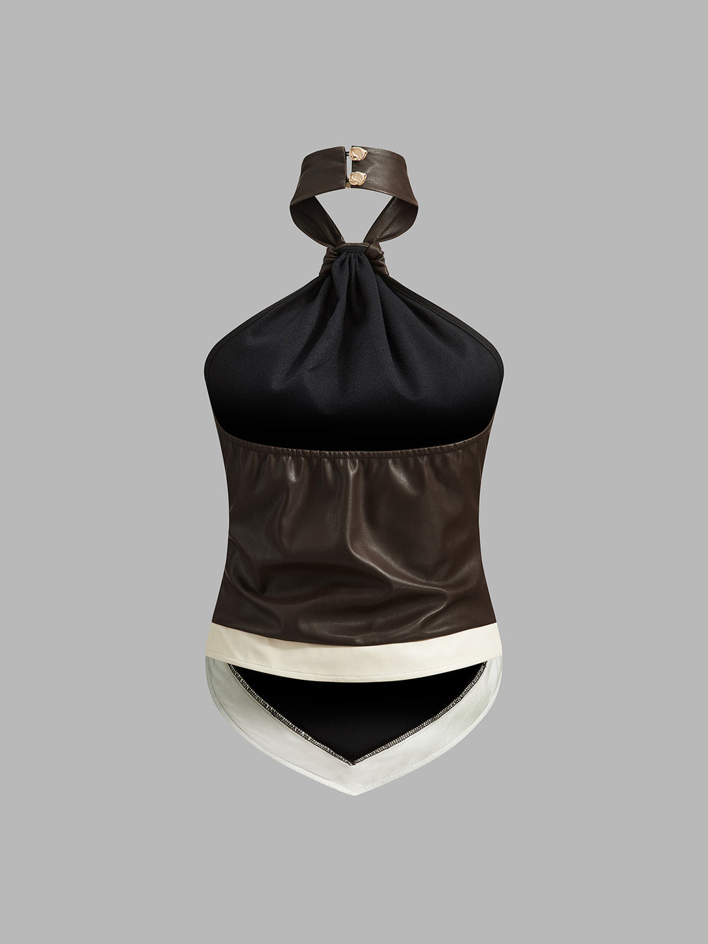 Knot Halter Faux Leather Top