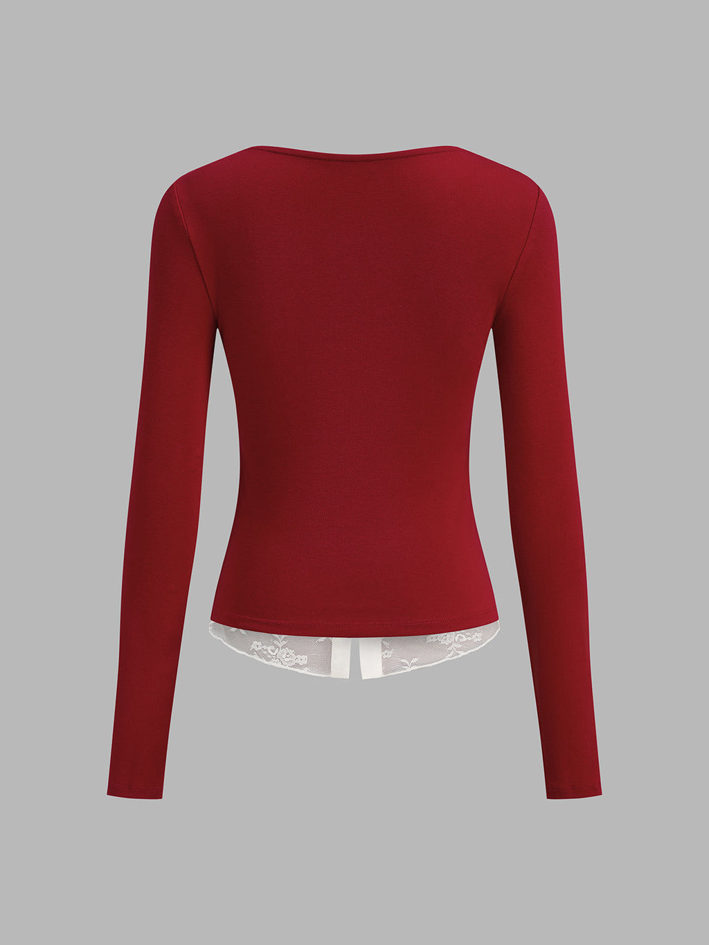 Lace Trim Faux Two Piece Knit Top