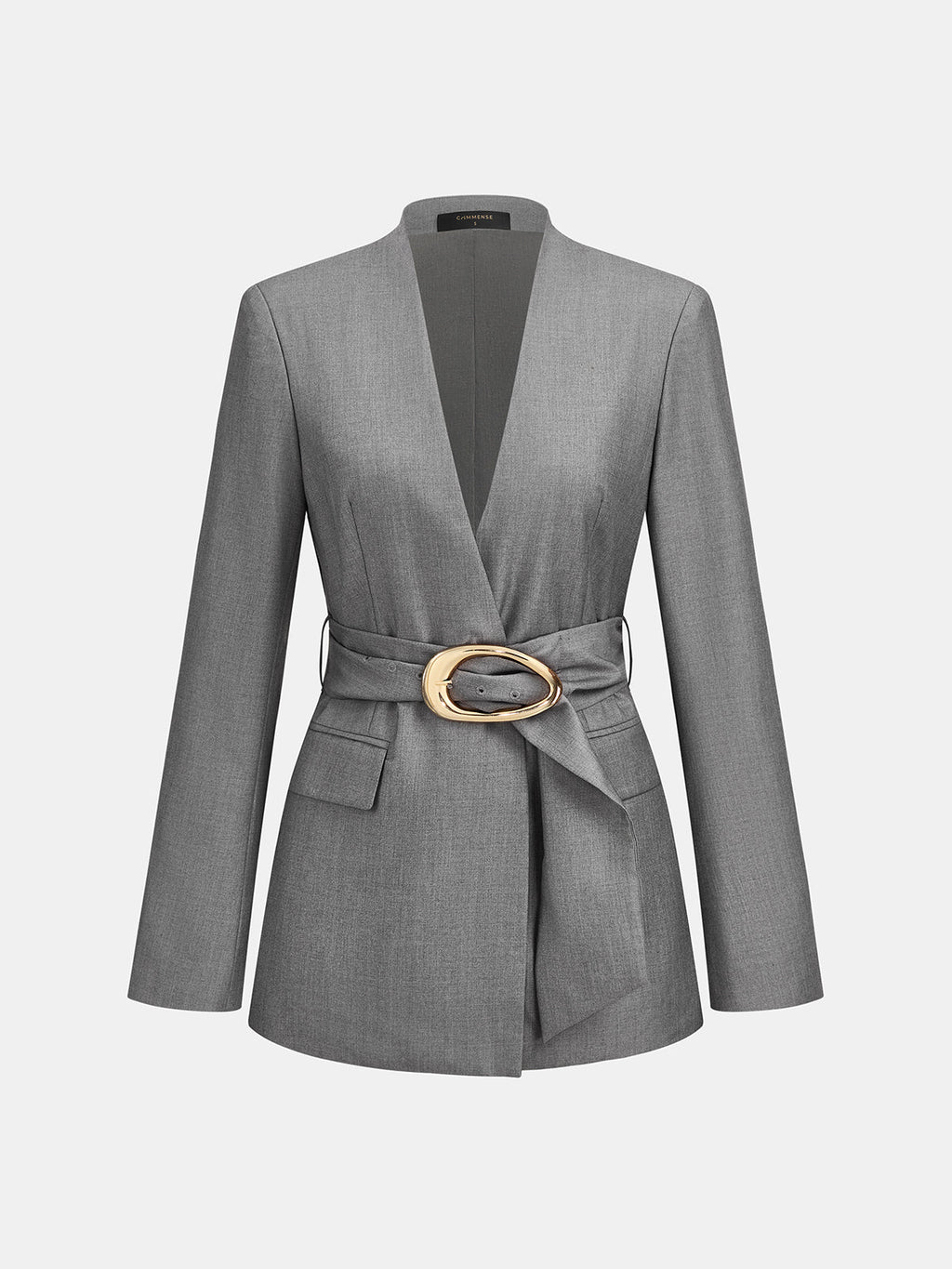 V‑Neck Belted Wrap Blazer