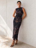Tie-Dye Ruched Mesh Midi Dress
