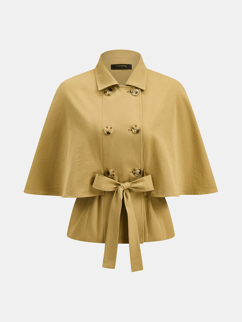Layered Cape‑Design Tie‑Waist Trench Coat