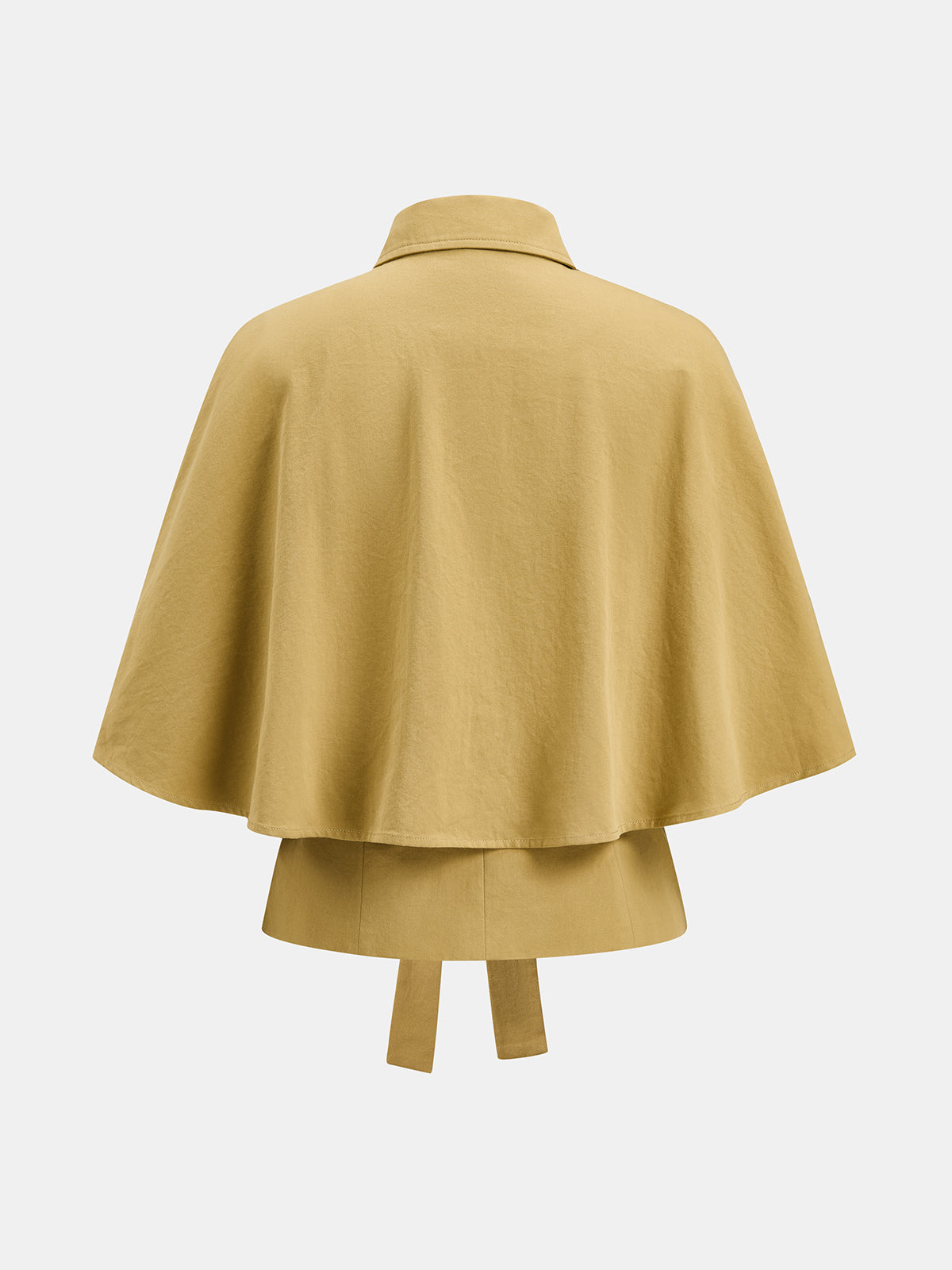 Layered Cape‑Design Tie‑Waist Trench Coat
