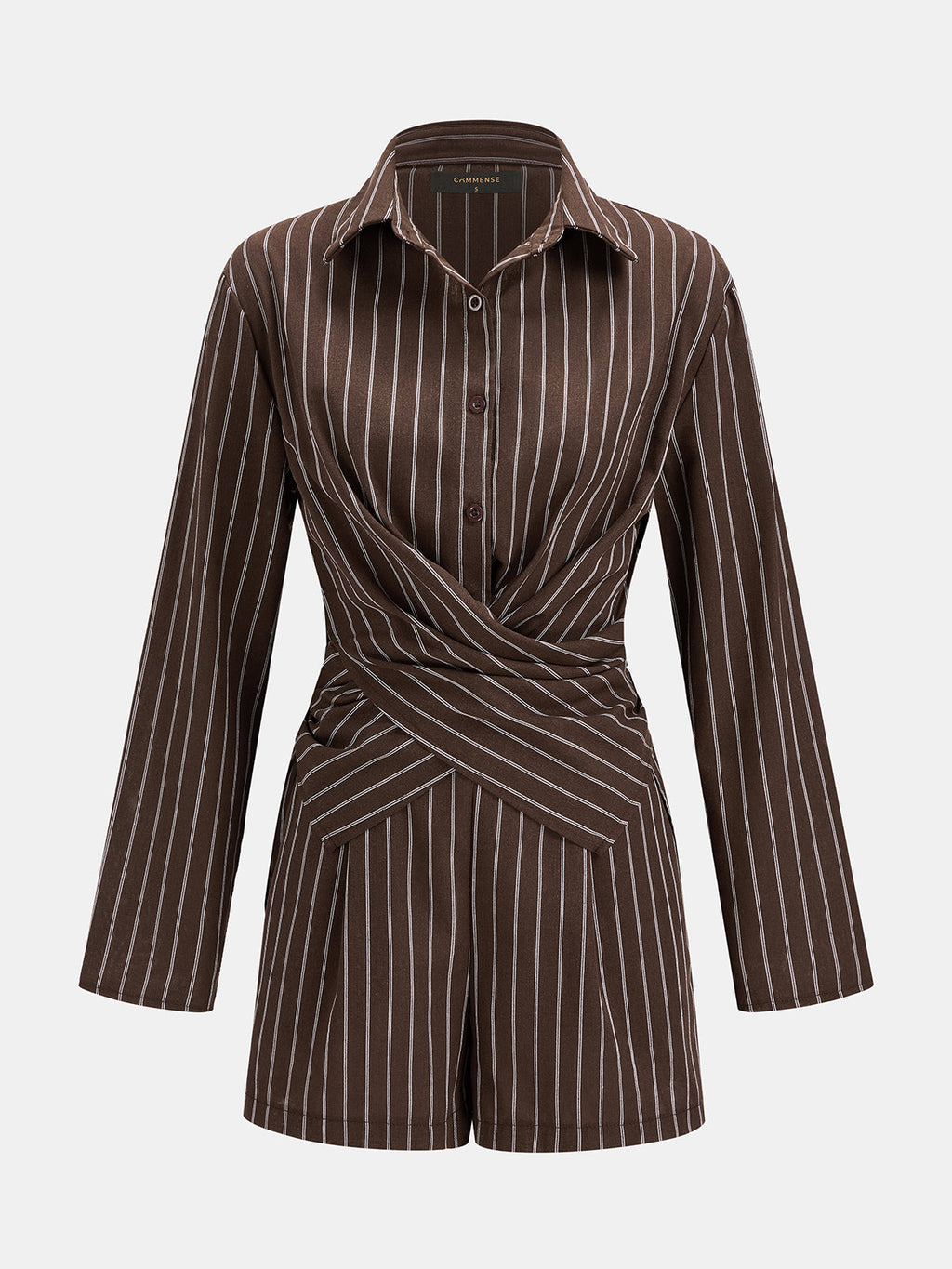 Cross Wrap Striped Two Piece Shorts Set