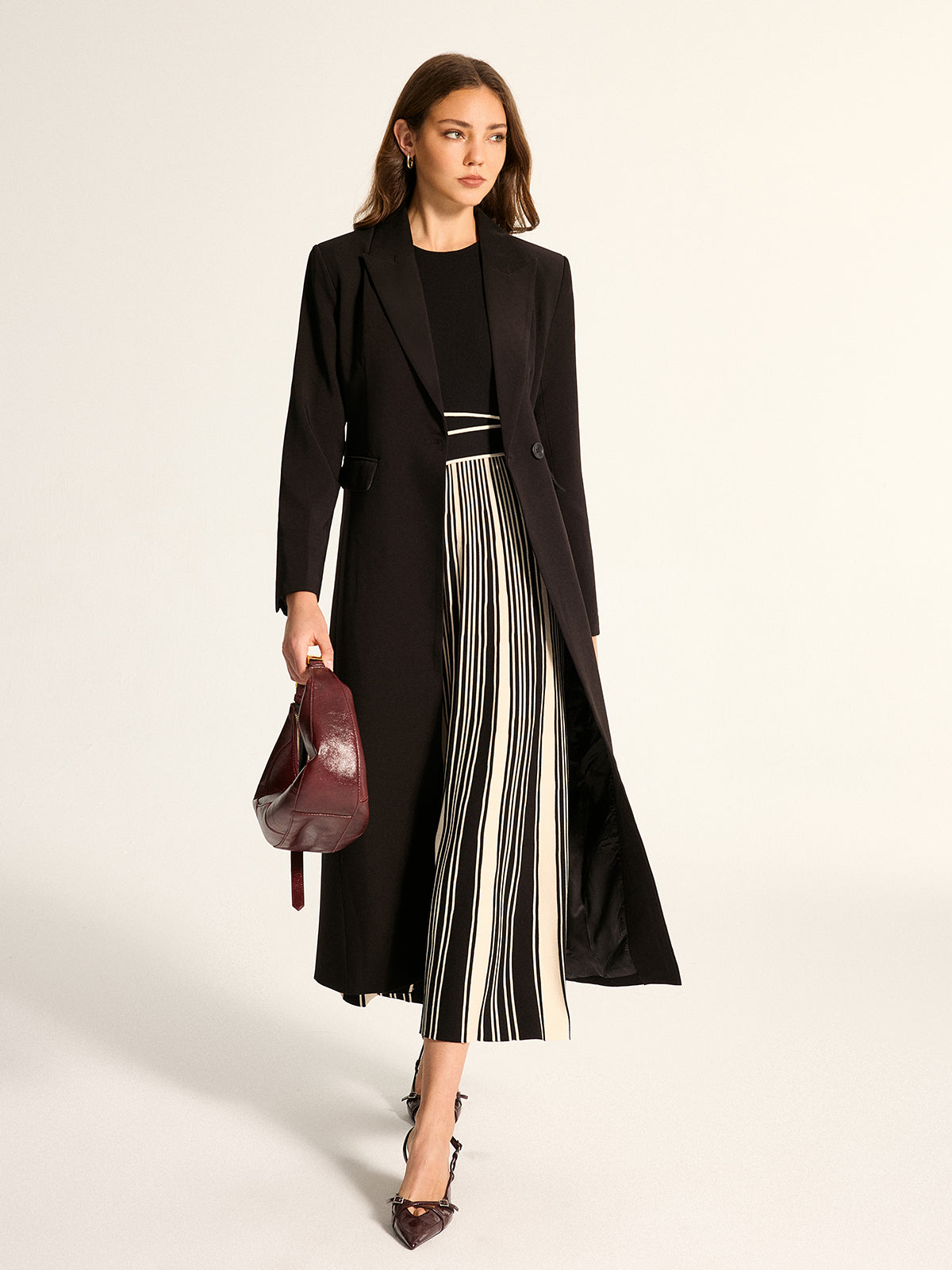 Sleeveless Tie-Waist Striped Knit Midi Dress