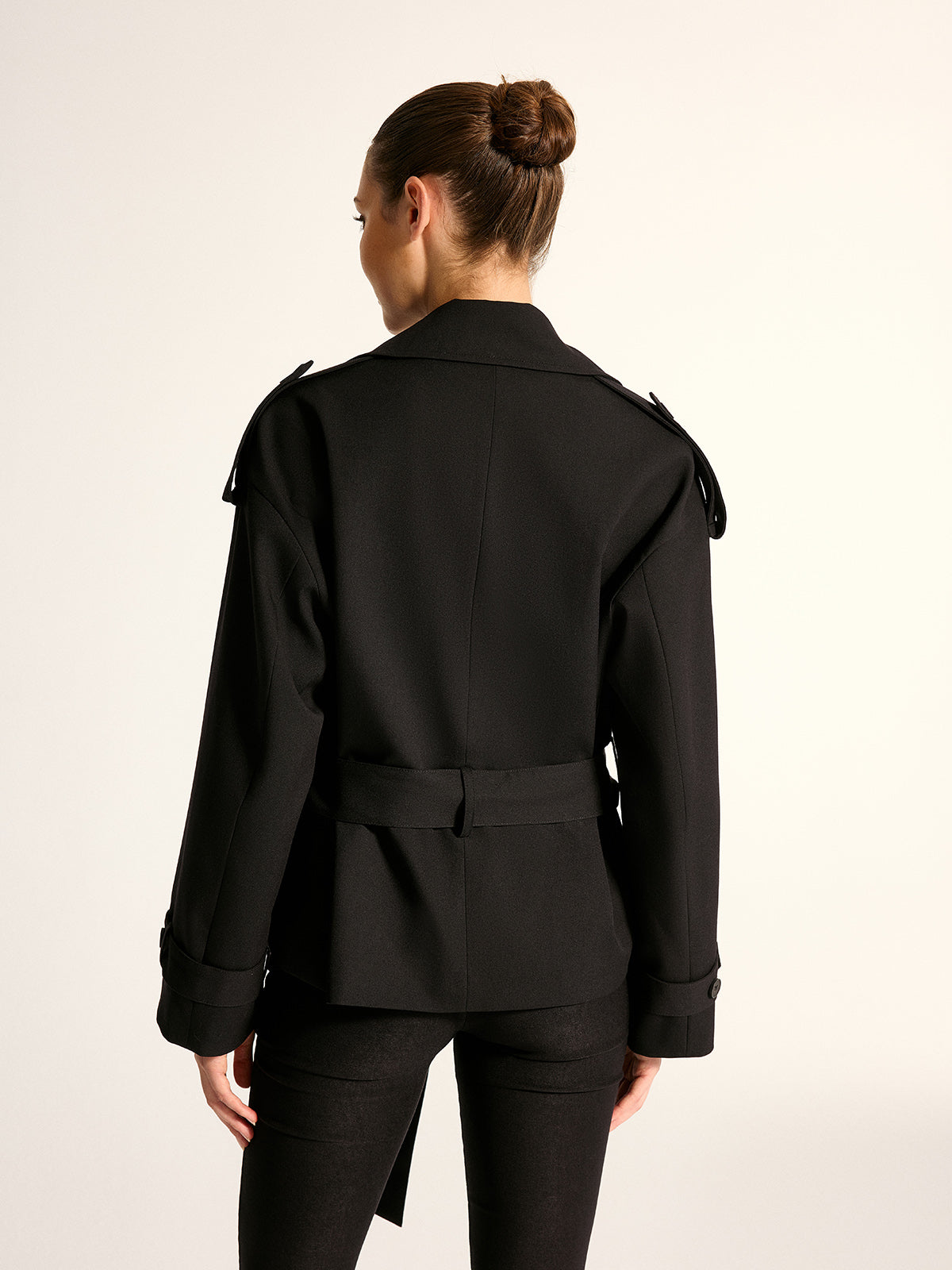 Epaulet Detail Belted Lapel Trench Coat