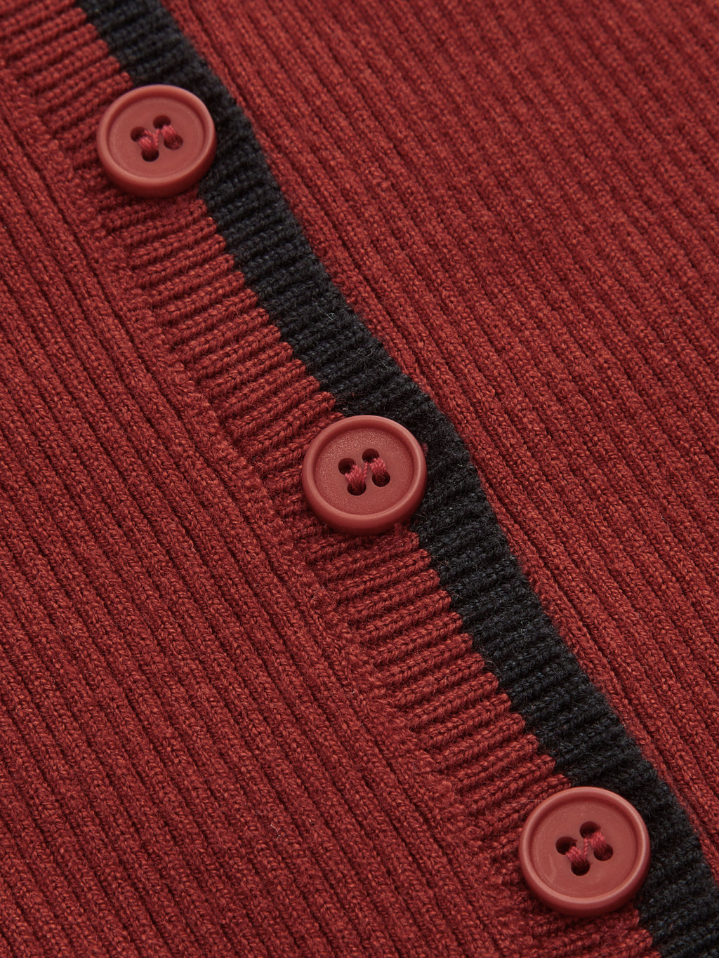 Contrast‑Trim Ribbed Knit Slim‑Fit Cardigan