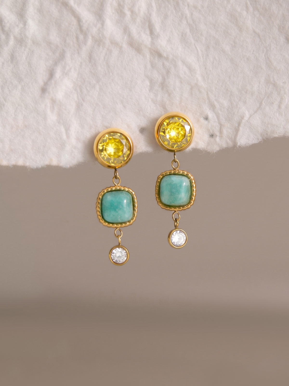 Luxury Layered Gemstone Dangle Earrings