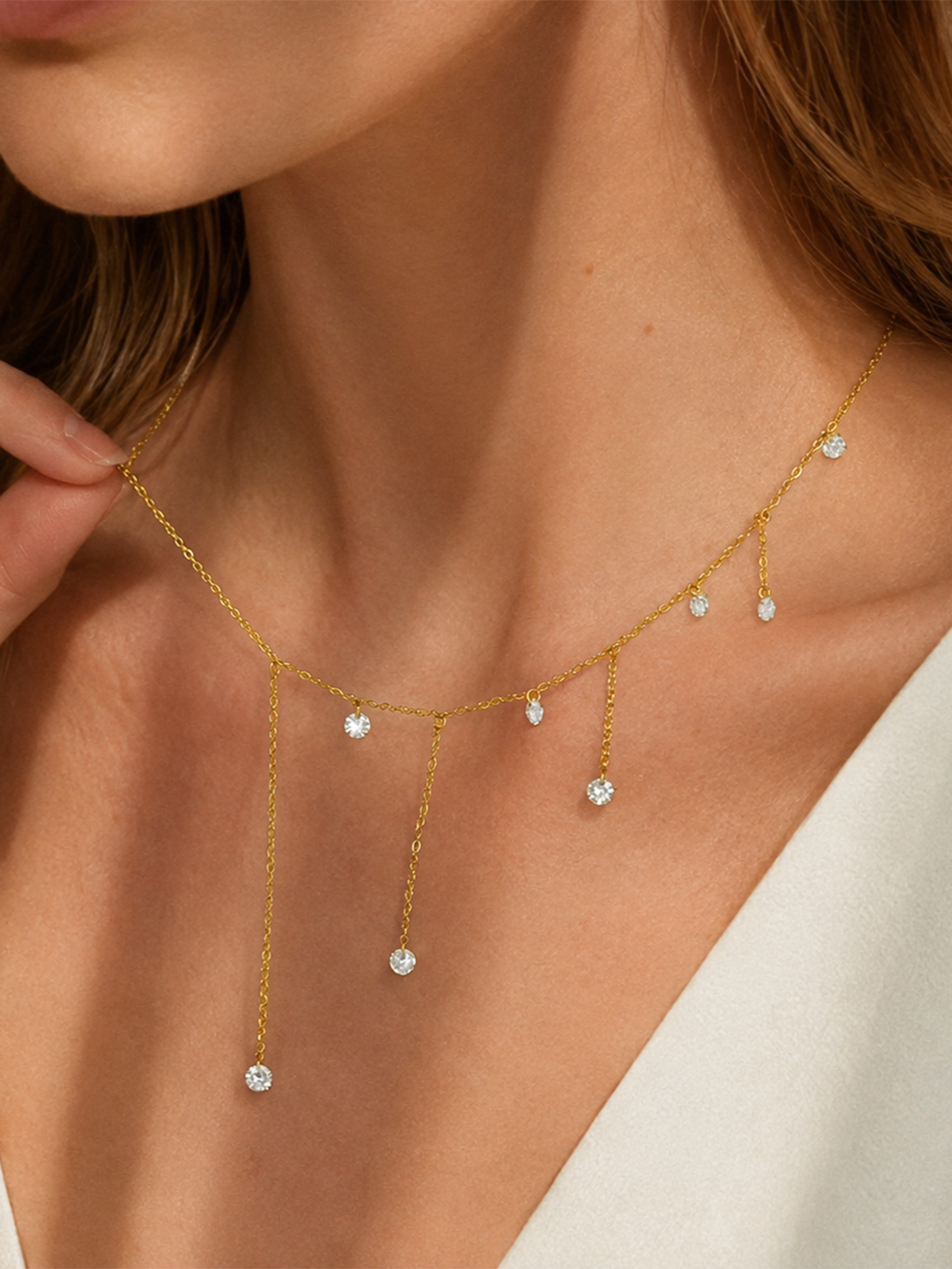 Dangling Zircon Pendant Necklace