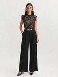 Lace Bodice Wide Leg Jumpsuit