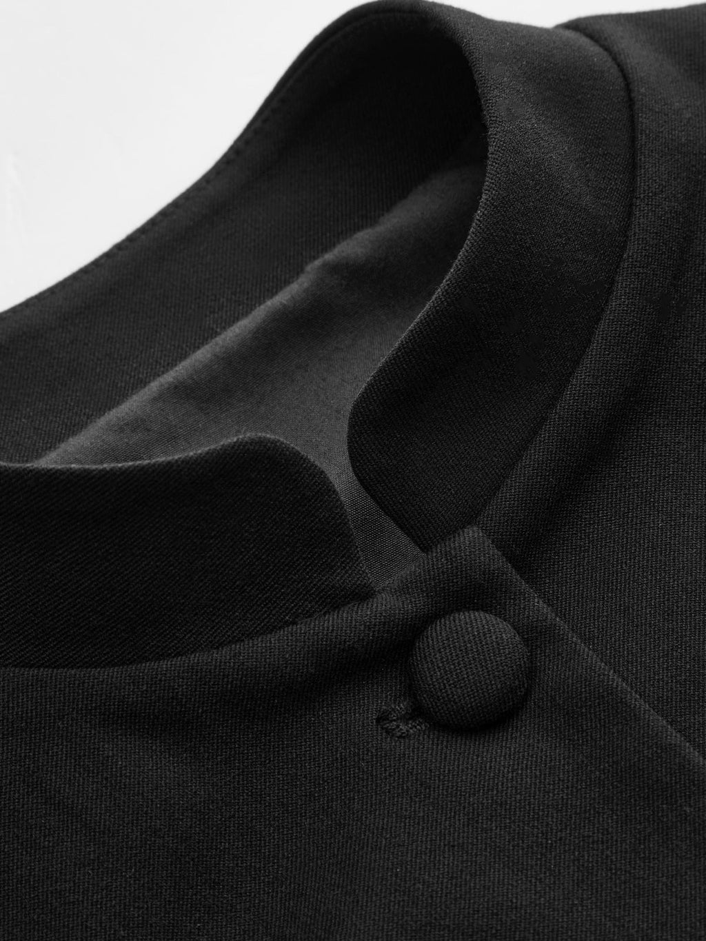 Mandarin Collar Button‑Front Pleated Mini Dress