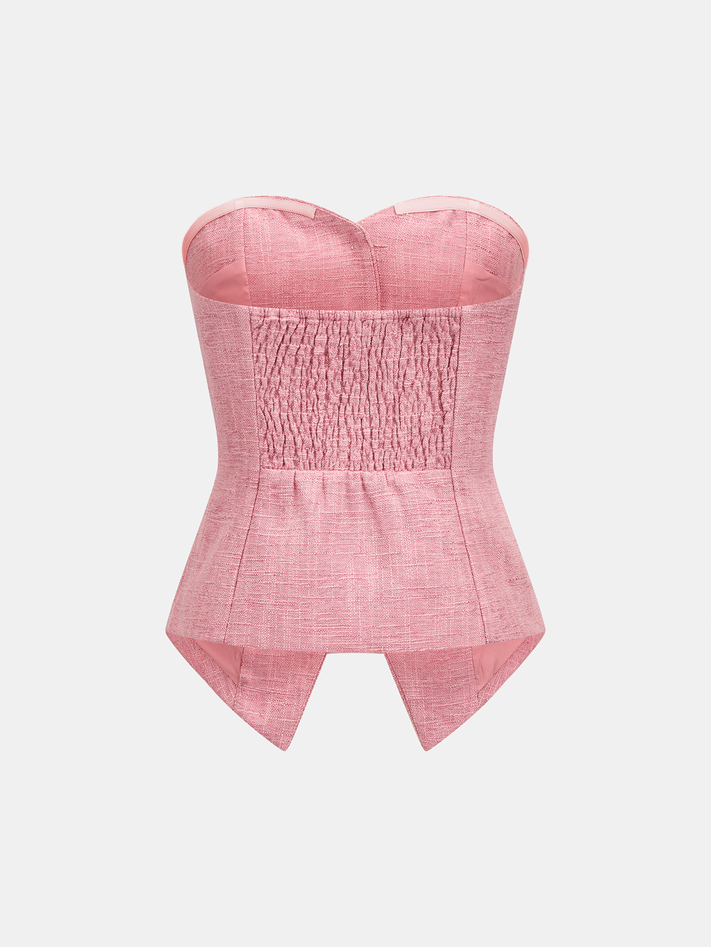 Tweed Flower Button Strapless Corset Top