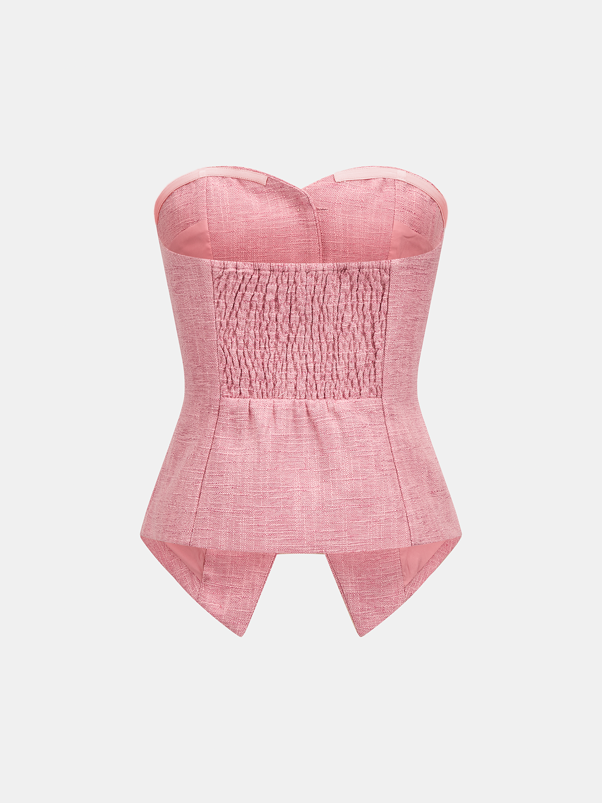 Tweed Flower Button Strapless Corset Top