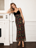 Velvet Bodice Floral Slip Maxi Dress