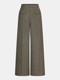 Herringbone Tweed Wide-Leg Pants