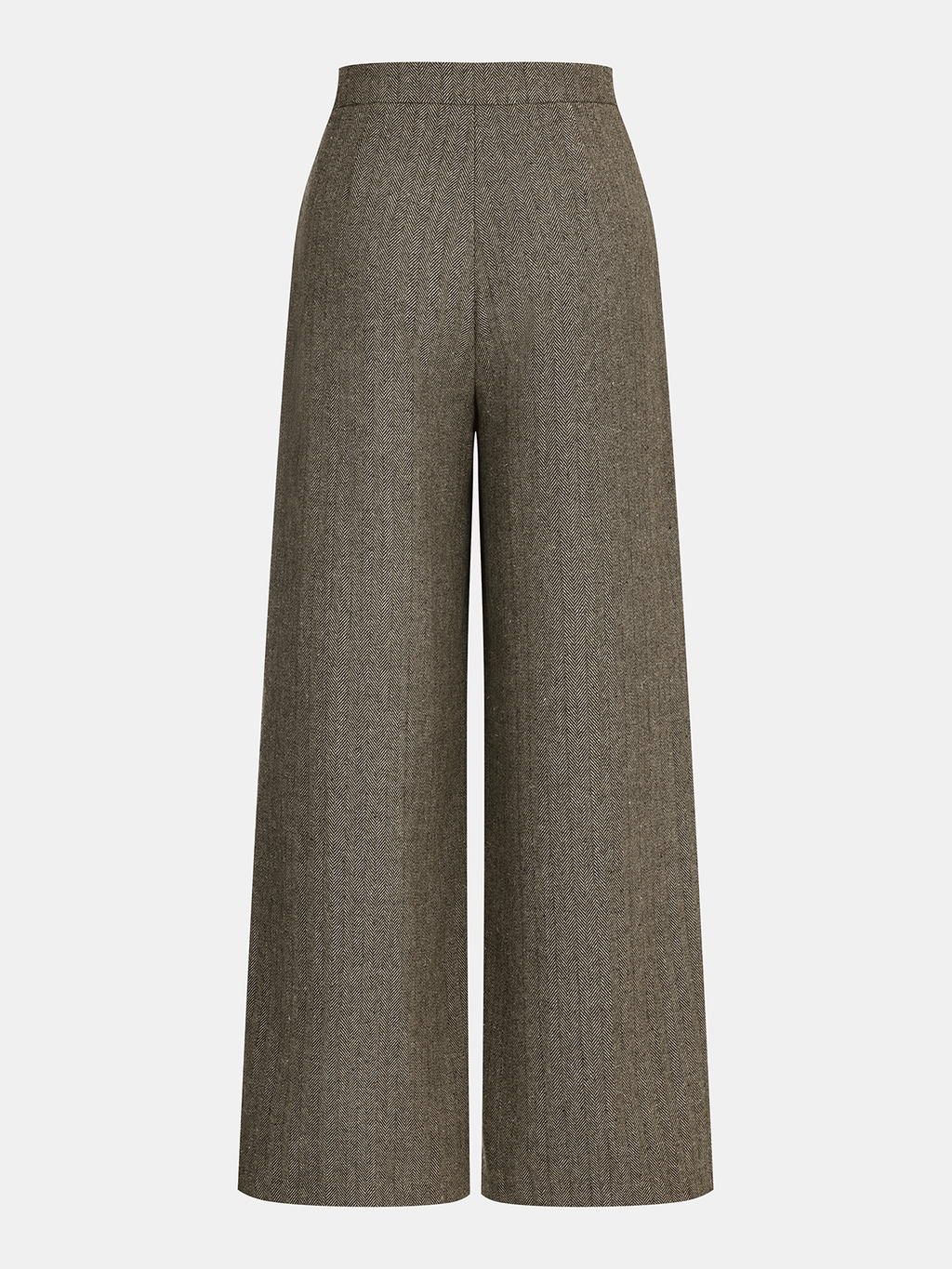 Herringbone Tweed Wide-Leg Pants