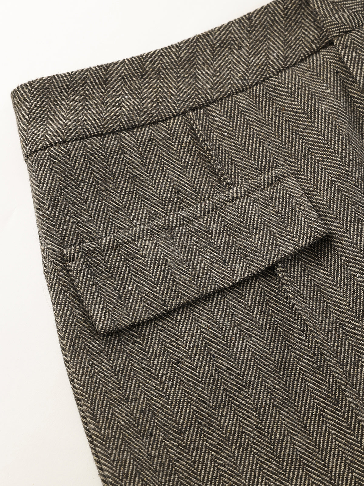 Herringbone Tweed Wide-Leg Pants