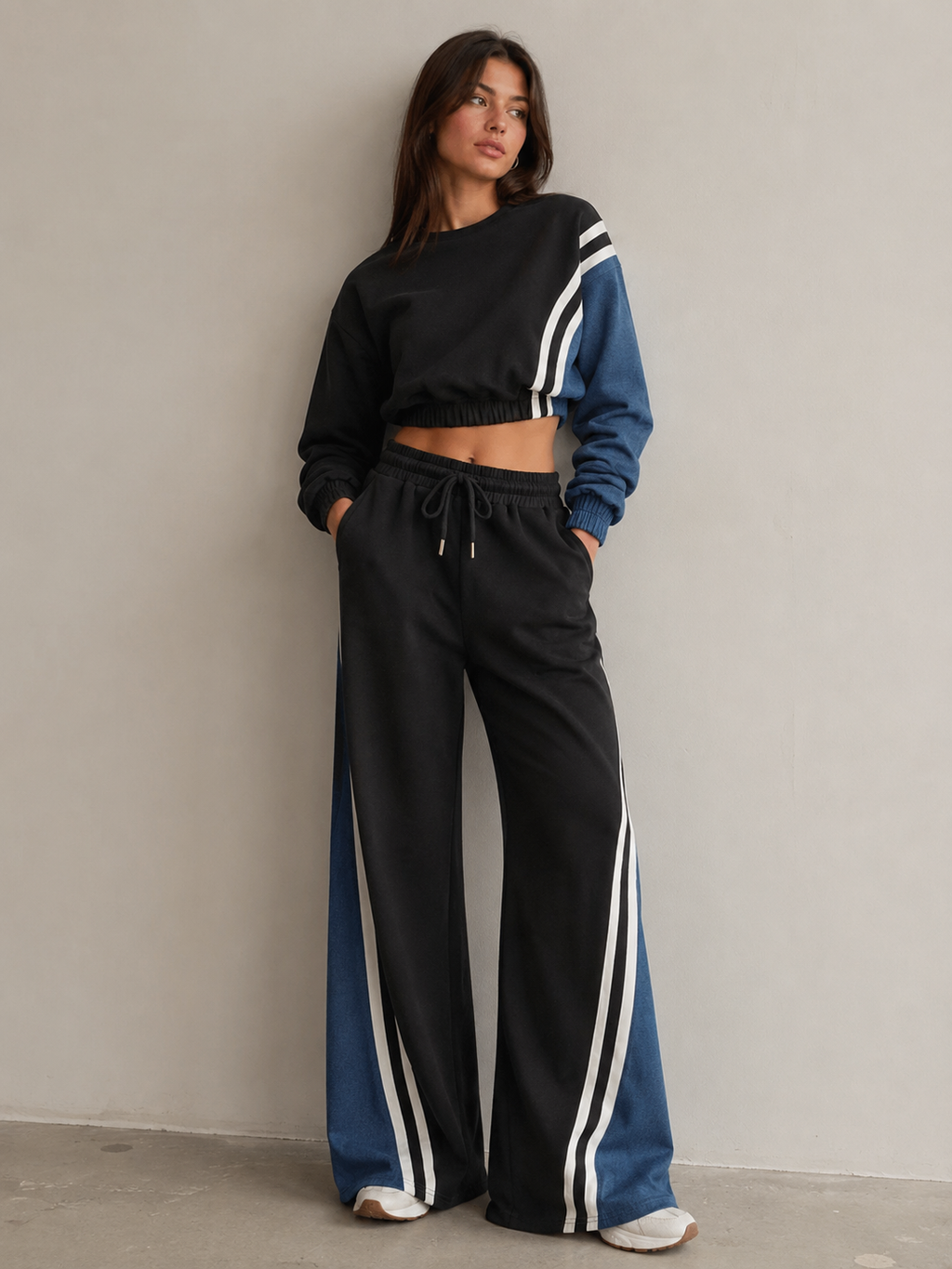Color Block Casual Two Piece Tracksuit
