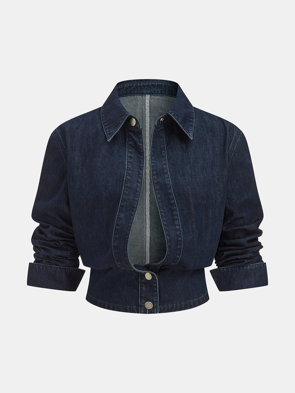 Denim Cropped Shirt & Wide Leg Jeans Set