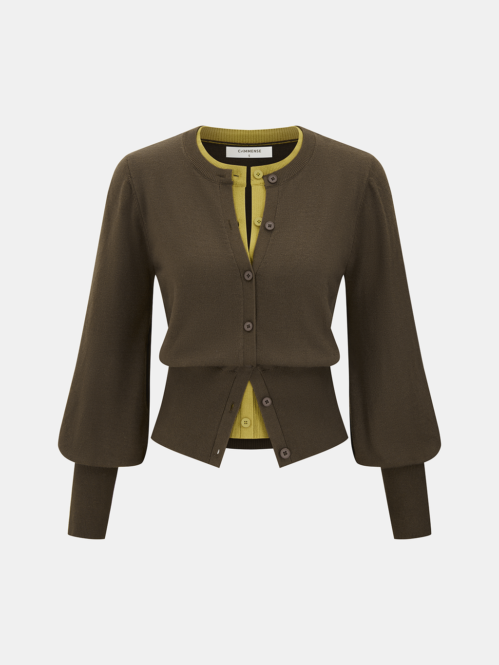2 in 1 Layered Puff-Sleeve Cardigan