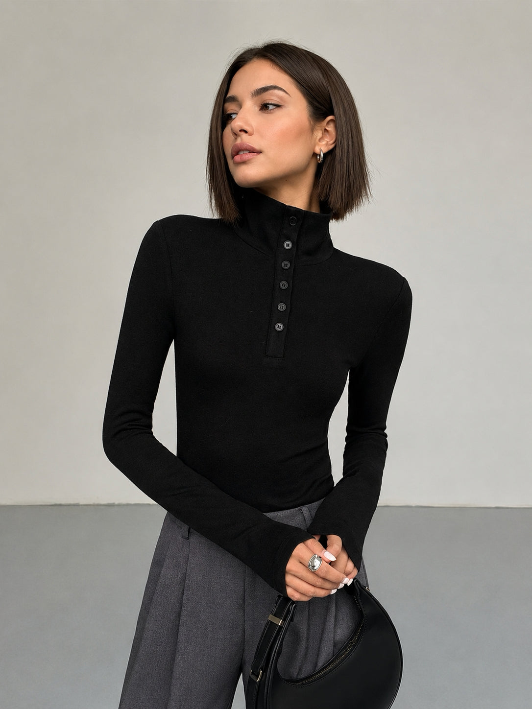 Slinky Button-up Long Sleeve Shirt