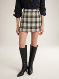Plaid Tweed A‑Line Mini Skirt