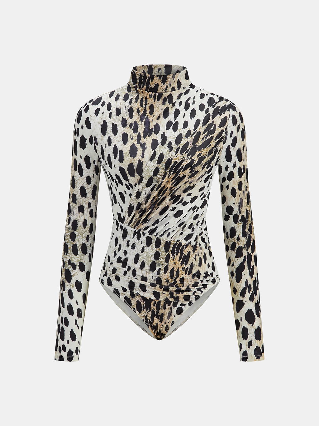 Leopard Print Mock Neck Bodysuit