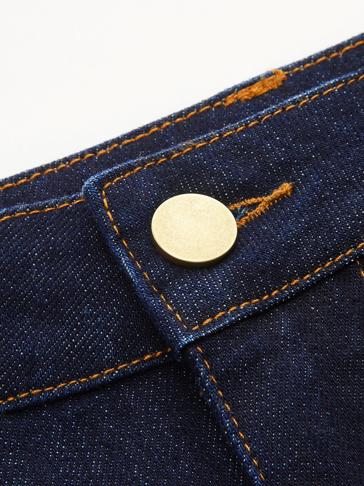 Two‑Tone Cuffed Denim Midi Pencil Skirt