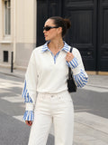 Fake Two Piece Striped Patchwork Sweatshirt