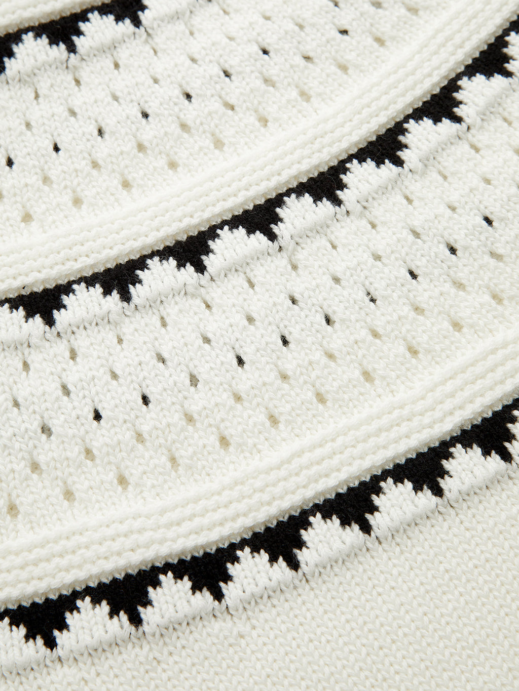 Fair‑Isle Pointelle Knit Crew Neck Sweater