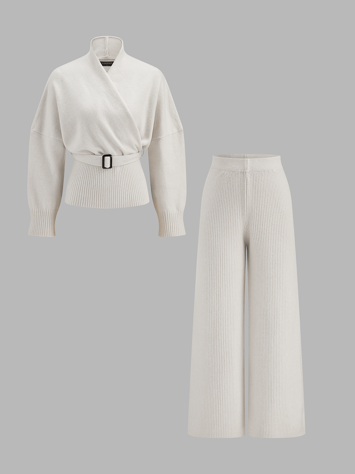 Wrap‑Front Belted Knit Co‑ord Set