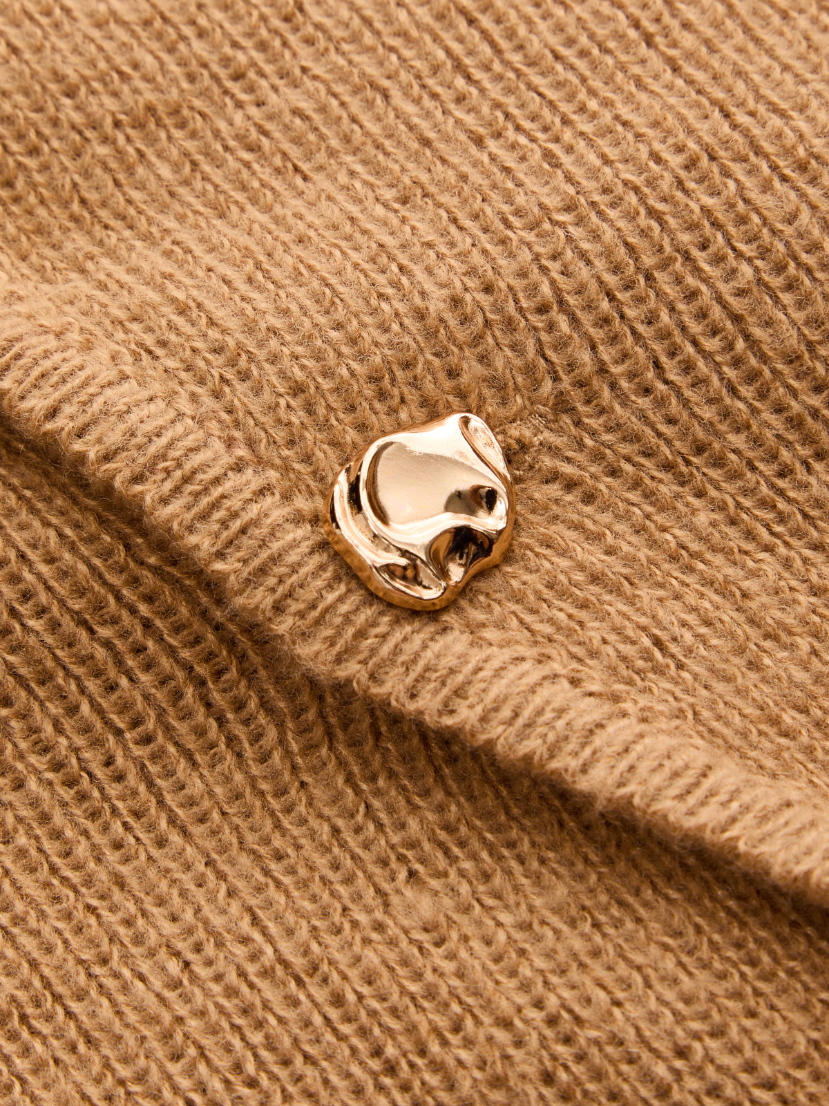 Diagonal Metal Button Slim‑Fit Knit Cardigan