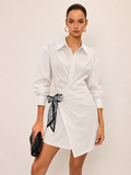 Paisley Bow Wrap Cotton Shirt Dress