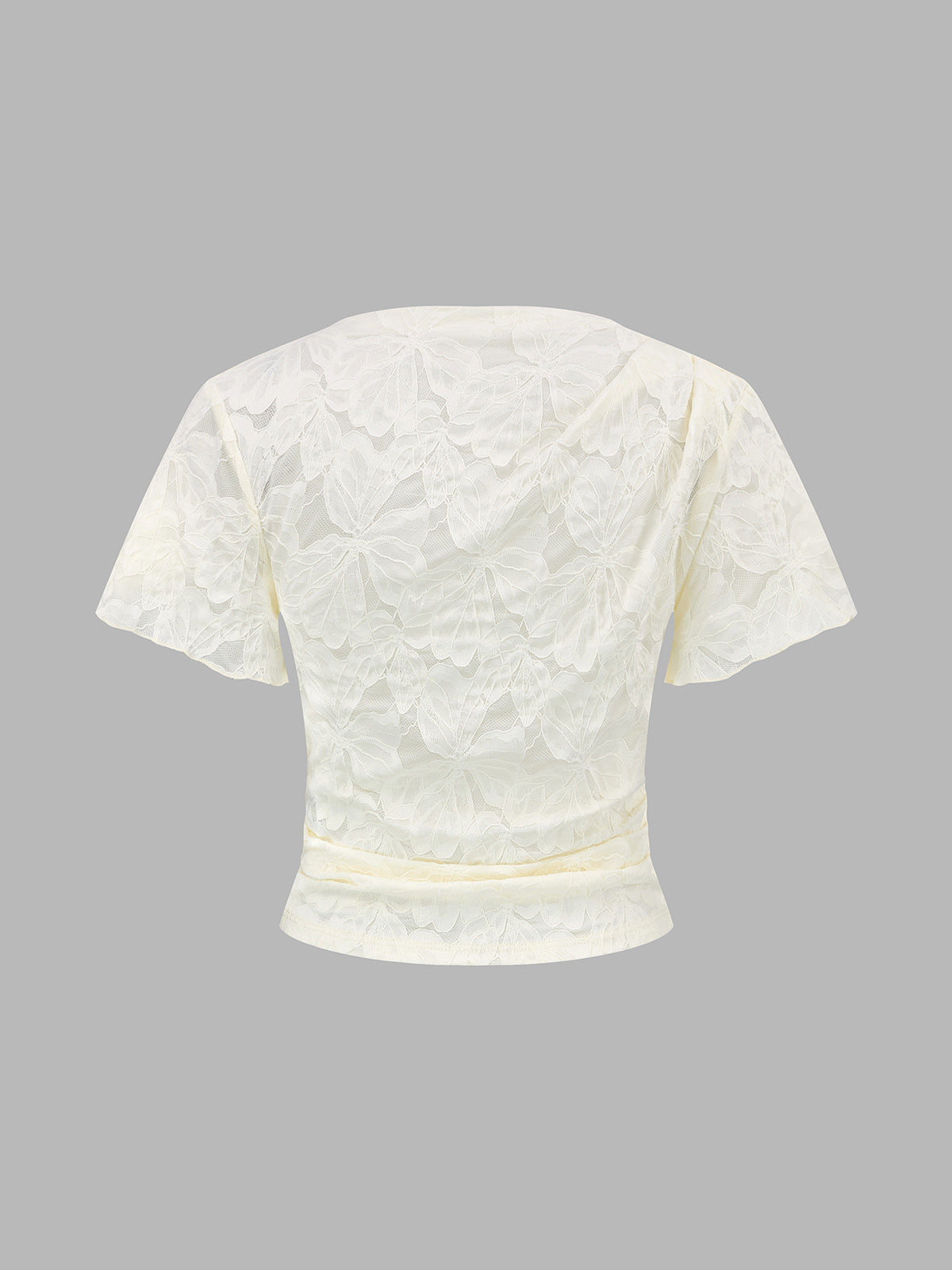 Floral Lace Semi-Sheer Short Sleeve Top