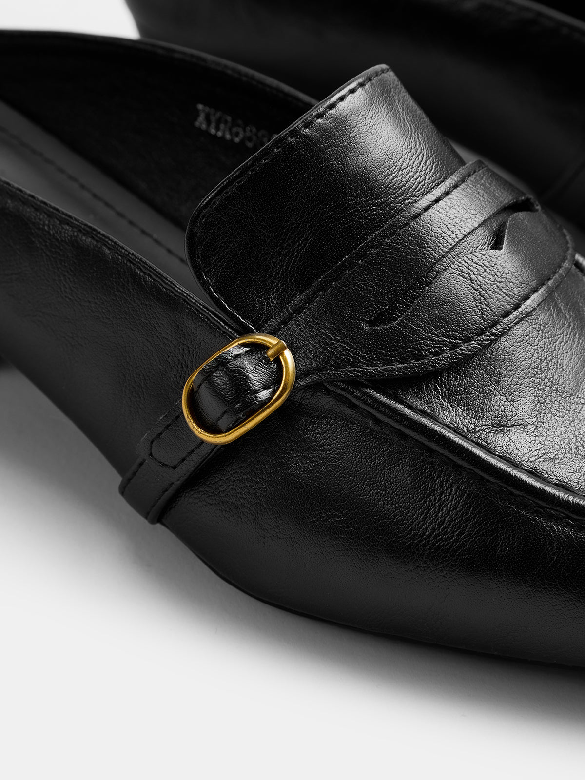 Low‑Heel Square Toe Buckle Mules