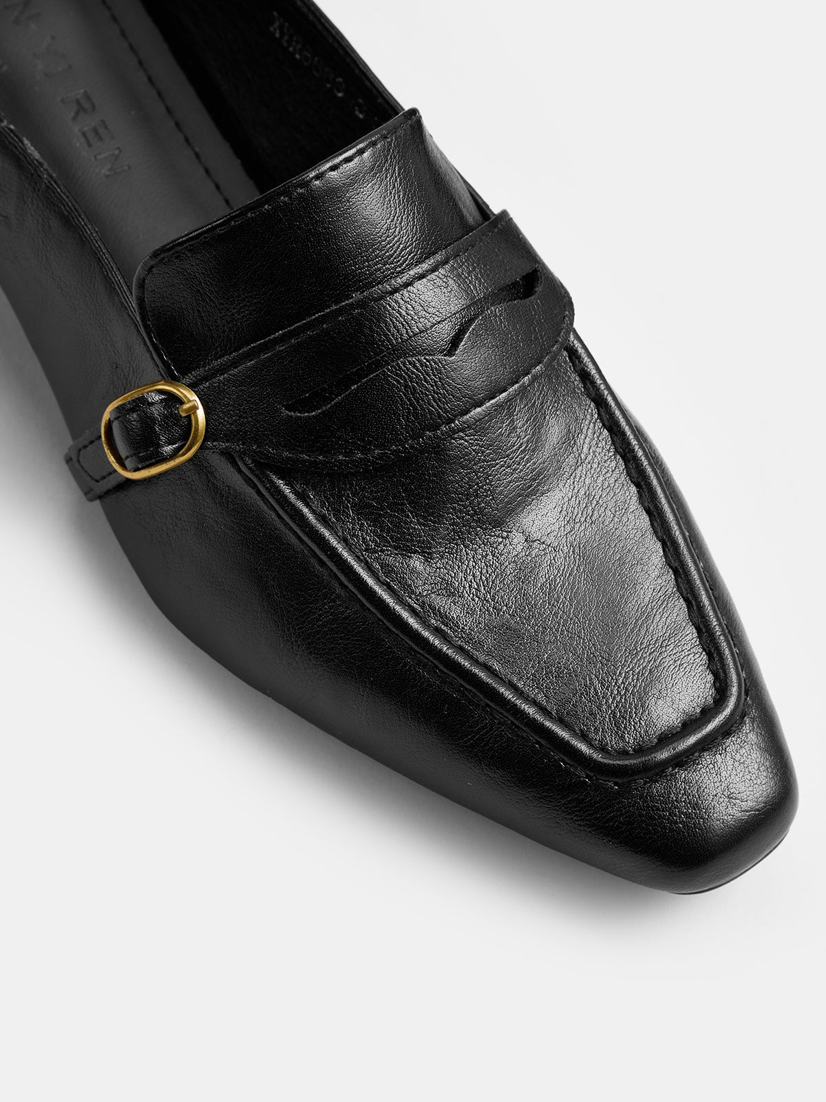 Low‑Heel Square Toe Buckle Mules