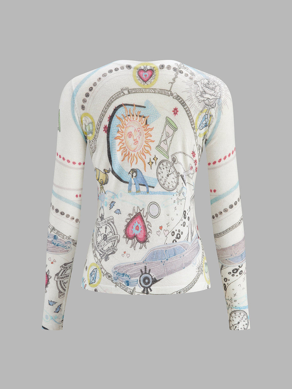 Wool Blend Celestial Print Knit Top