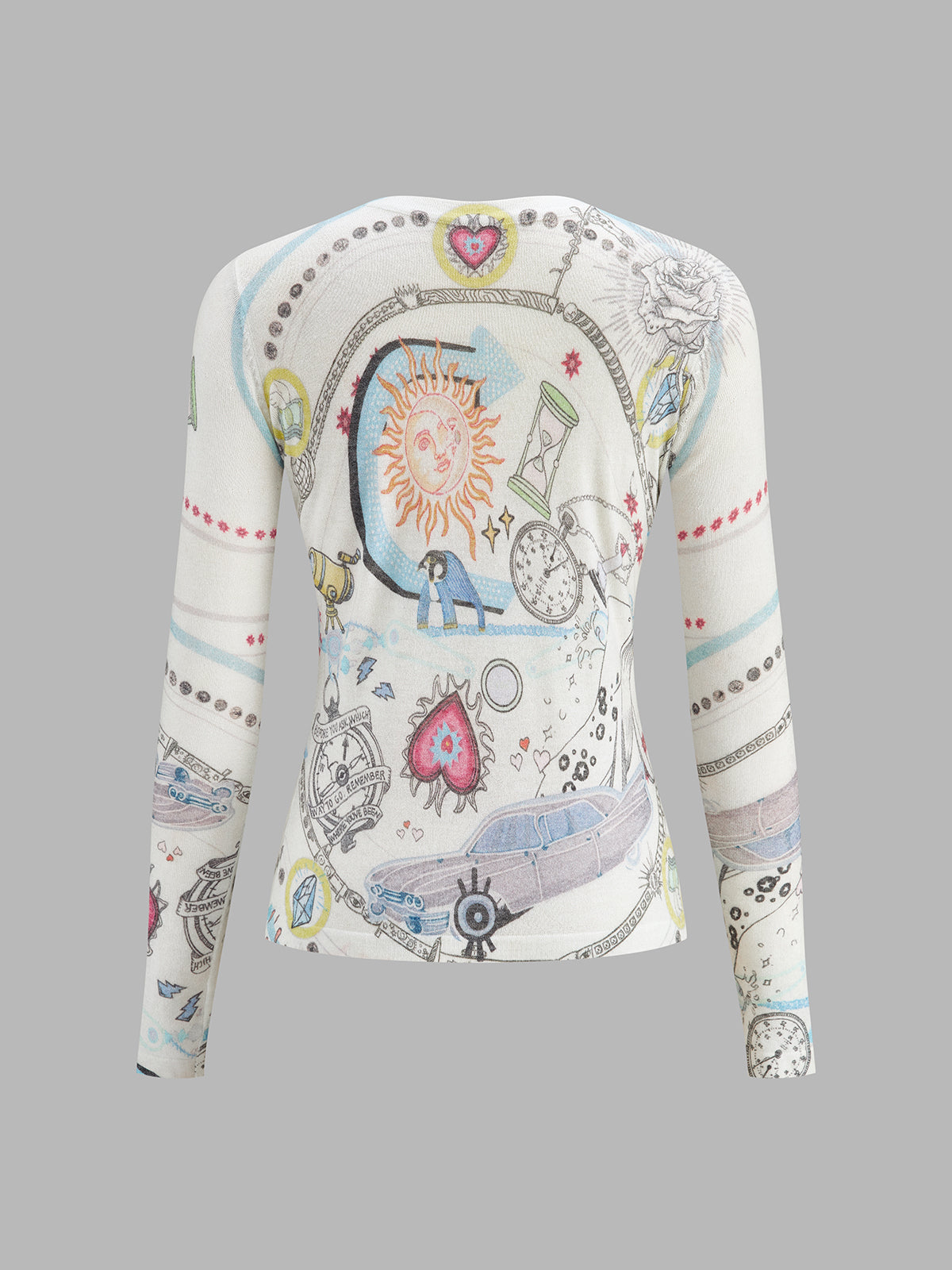Wool Blend Celestial Print Knit Top
