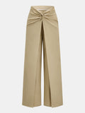 Twist Front Wrap Overlay Wide Leg Pants