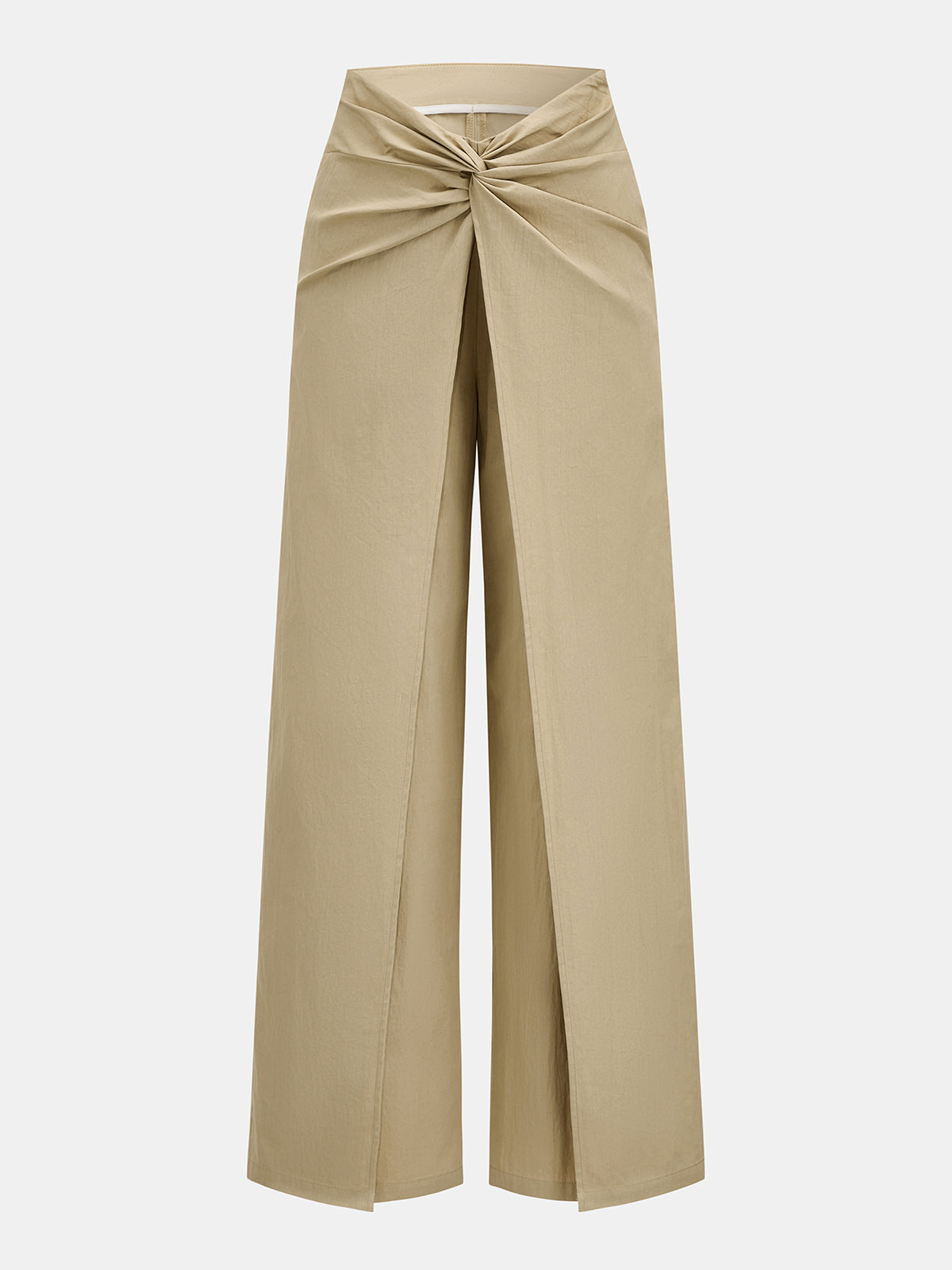 Twist Front Wrap Overlay Wide Leg Pants