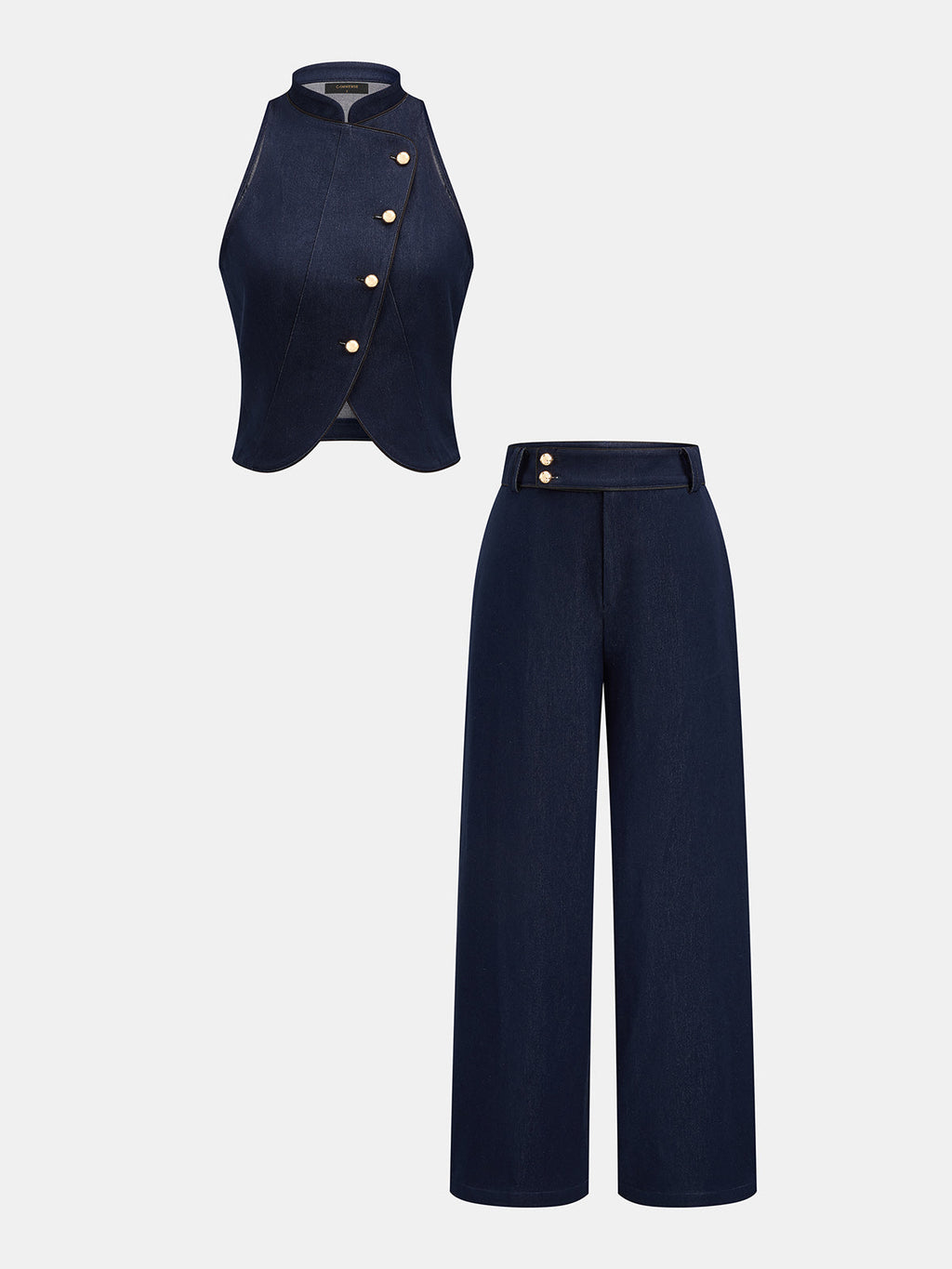 Asymmetrical Metal Button Two-Piece Set