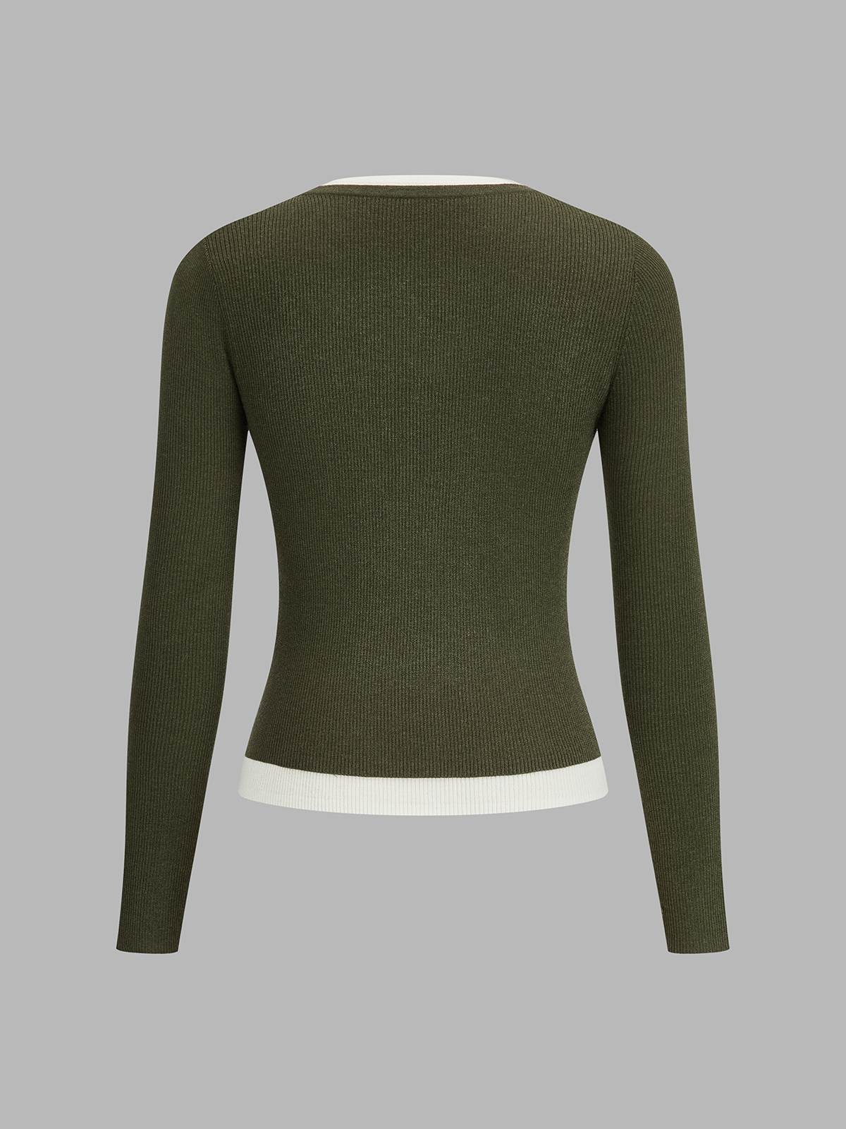 Contrast Collar Ribbed Henley Top