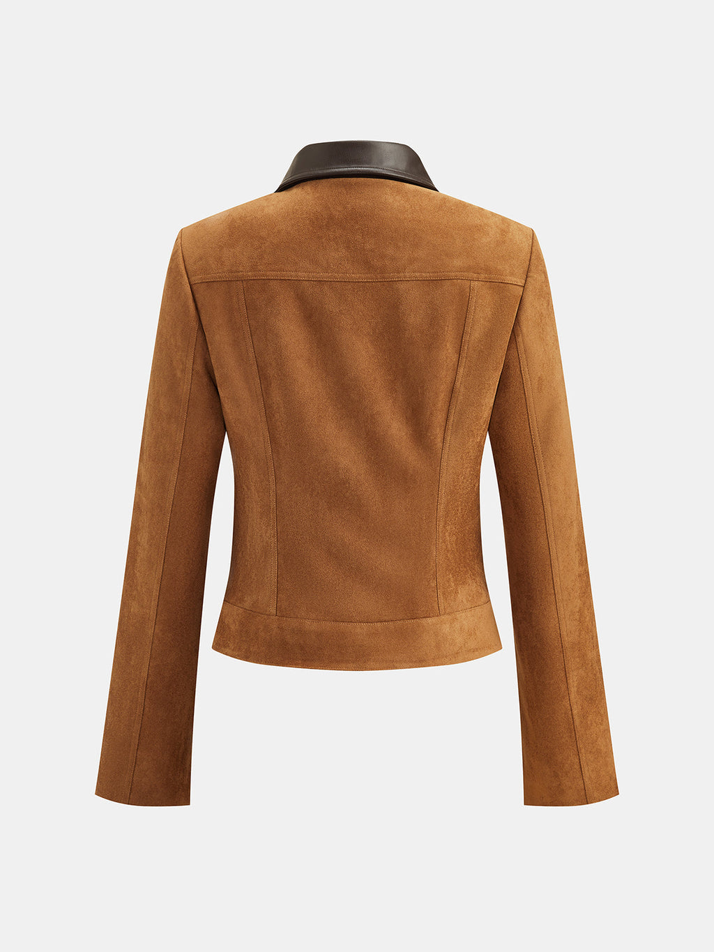 PU Collar Napoleon Style Suede Effect Jacket