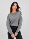 Shoulder Button Wool Blend Sweater
