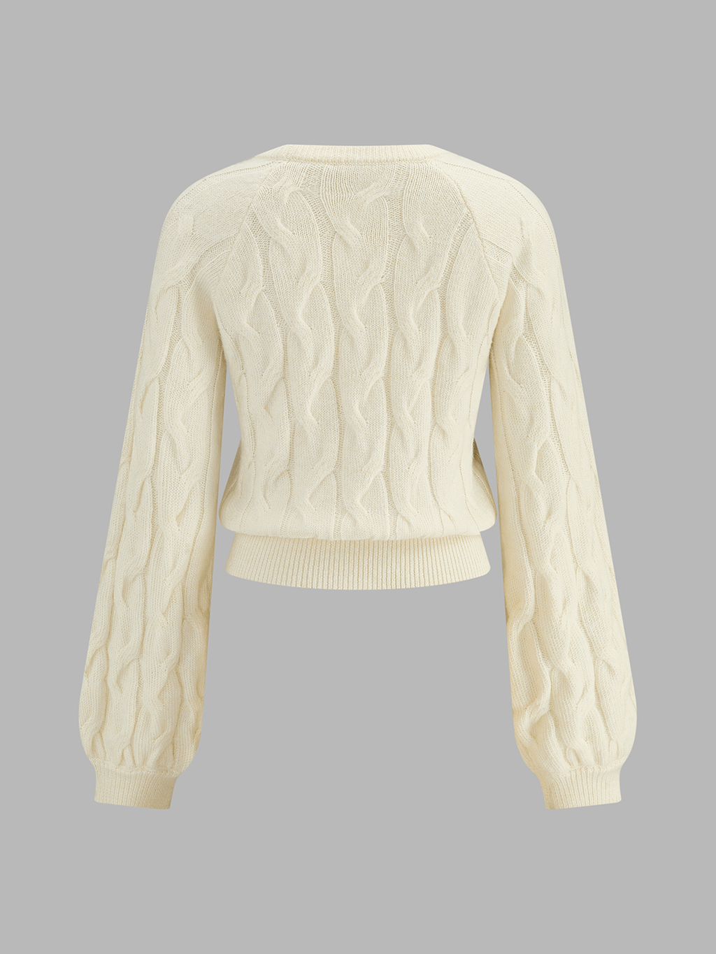 Cable‑Knit Crew Neck Wool Blend Sweater