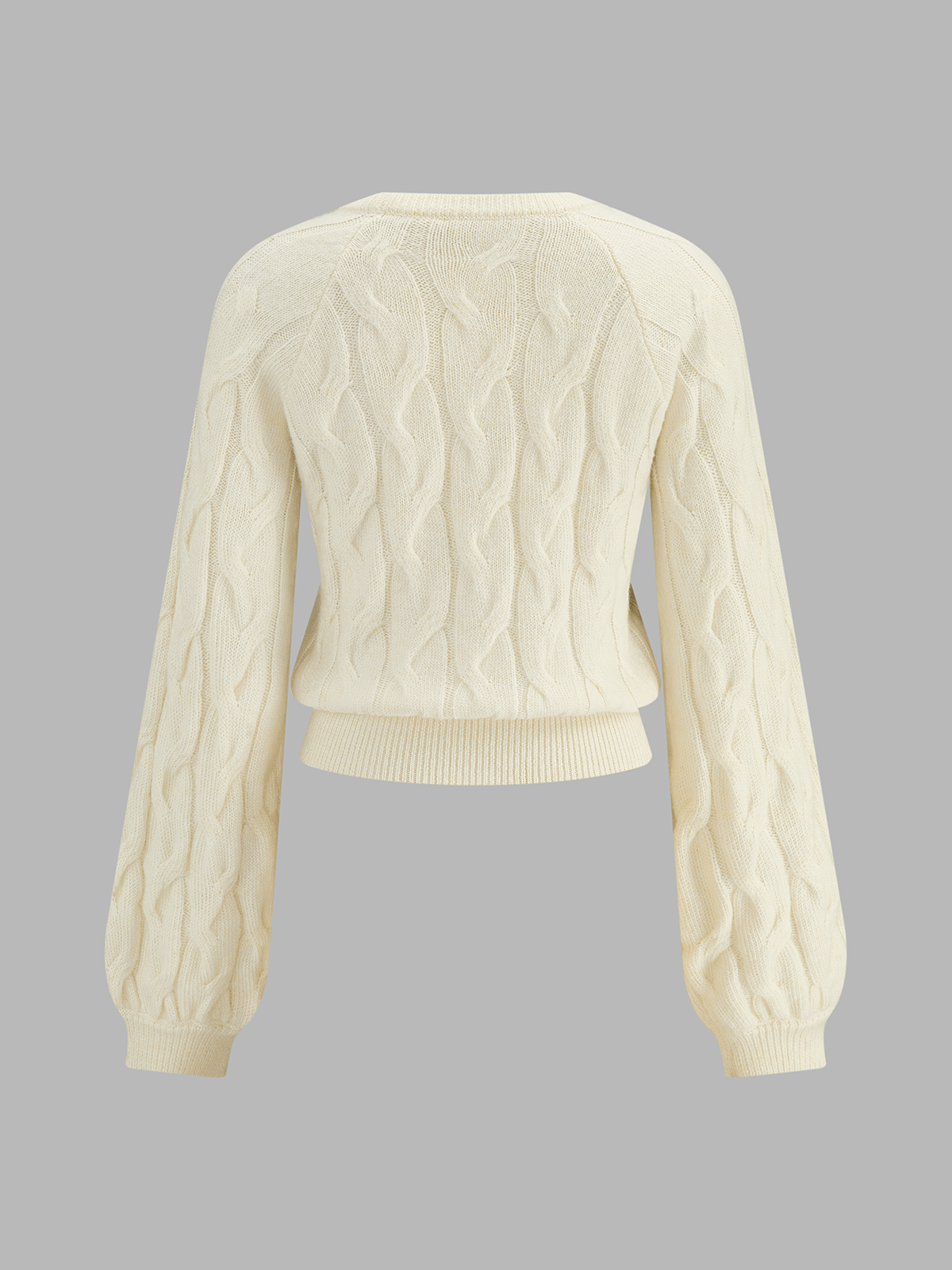 Cable‑Knit Crew Neck Wool Blend Sweater