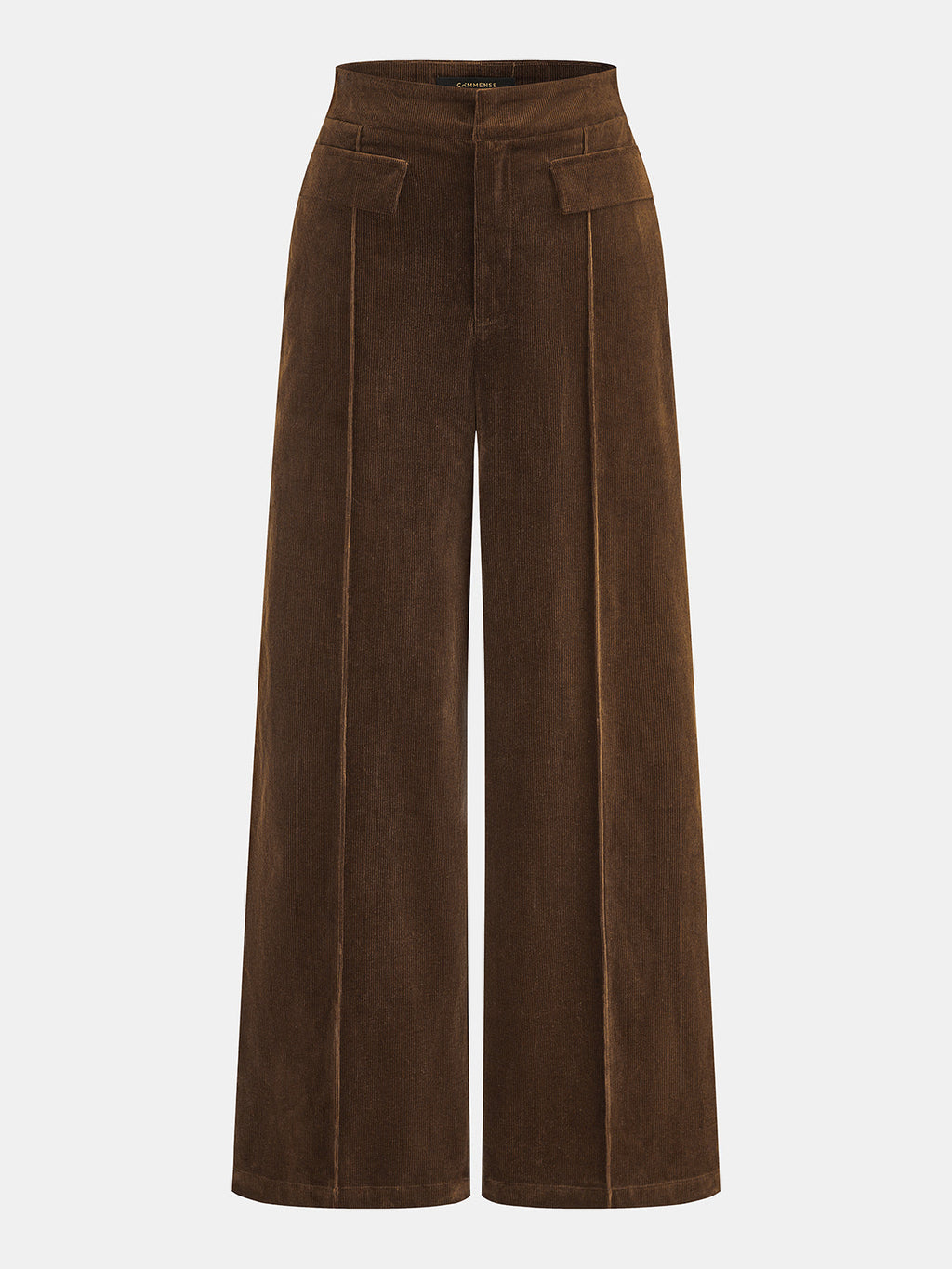 Front‑Seam Corduroy Wide‑Leg Pants
