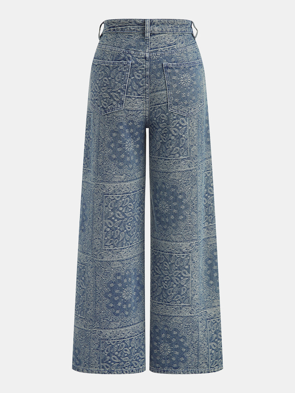 Bandana Pattern Denim Straight Pants