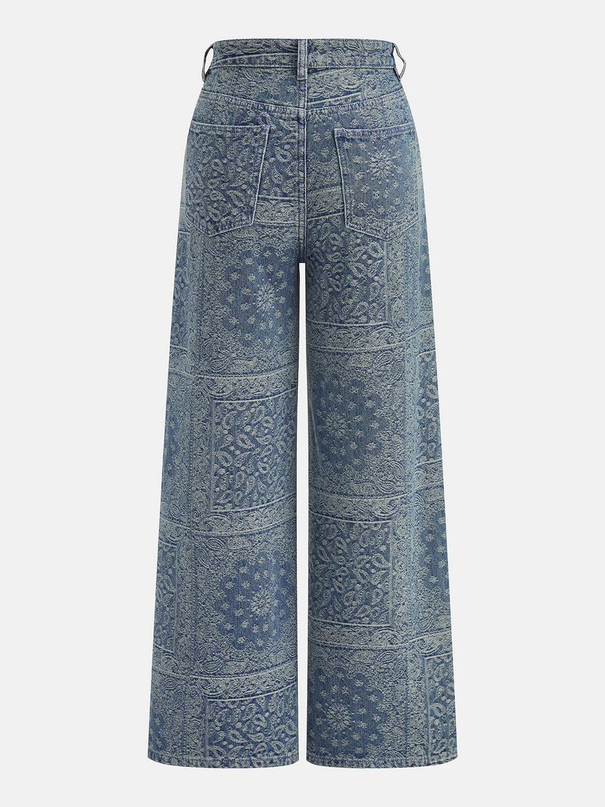 Bandana Pattern Denim Straight Pants