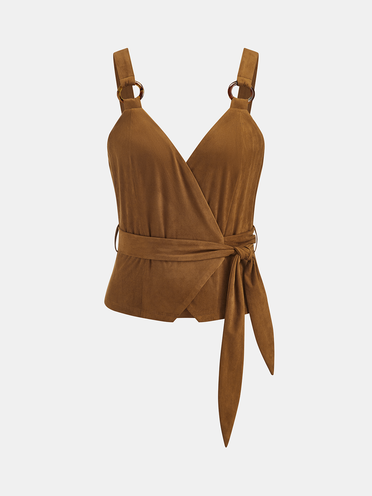 Suede Effect Ring Strap Wrap Tie Cami Top